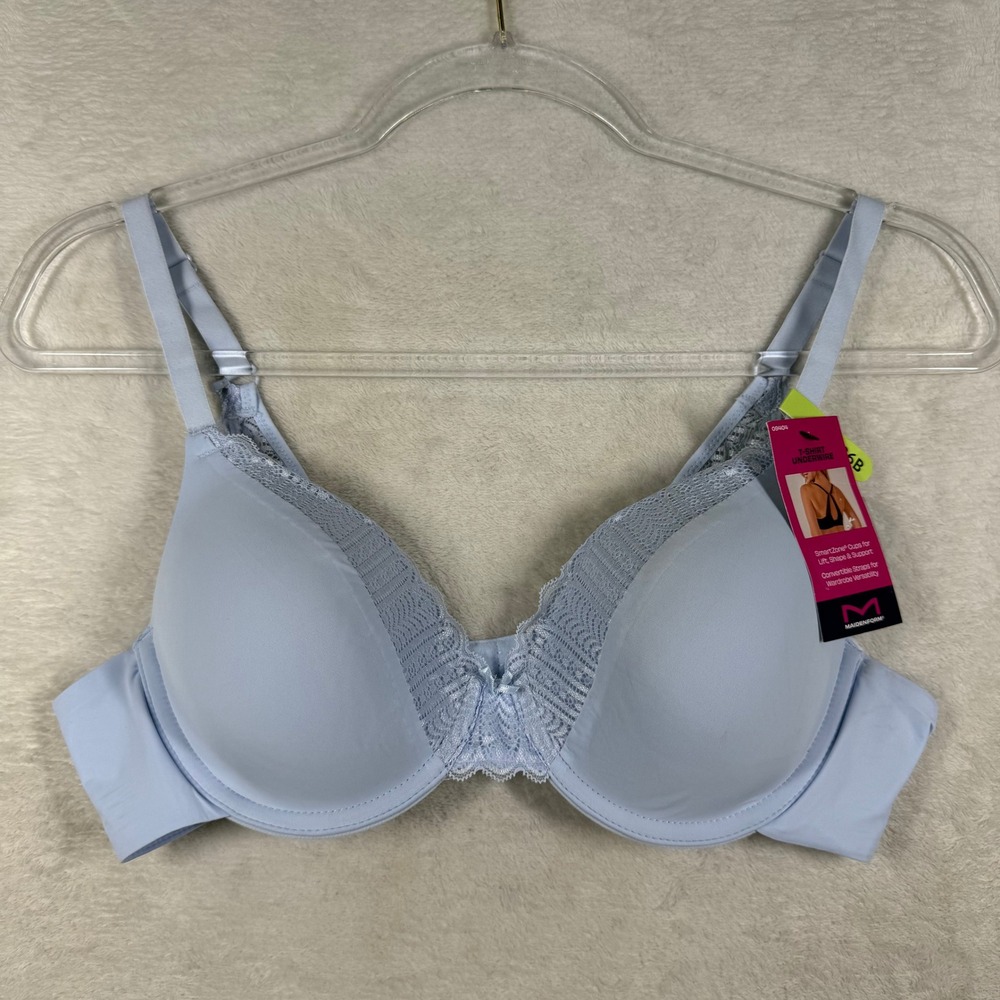 Maidenform Comfort‎ Devotion Light Blue Lace T-Shirt Underwire Bra 36B 09404 NEW